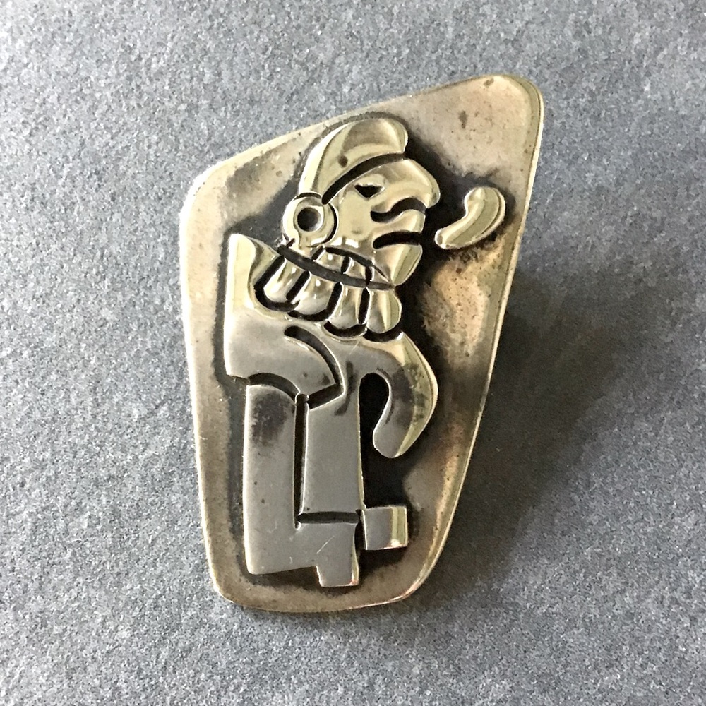 Sterling Silver Mexican Brooch or Pendant